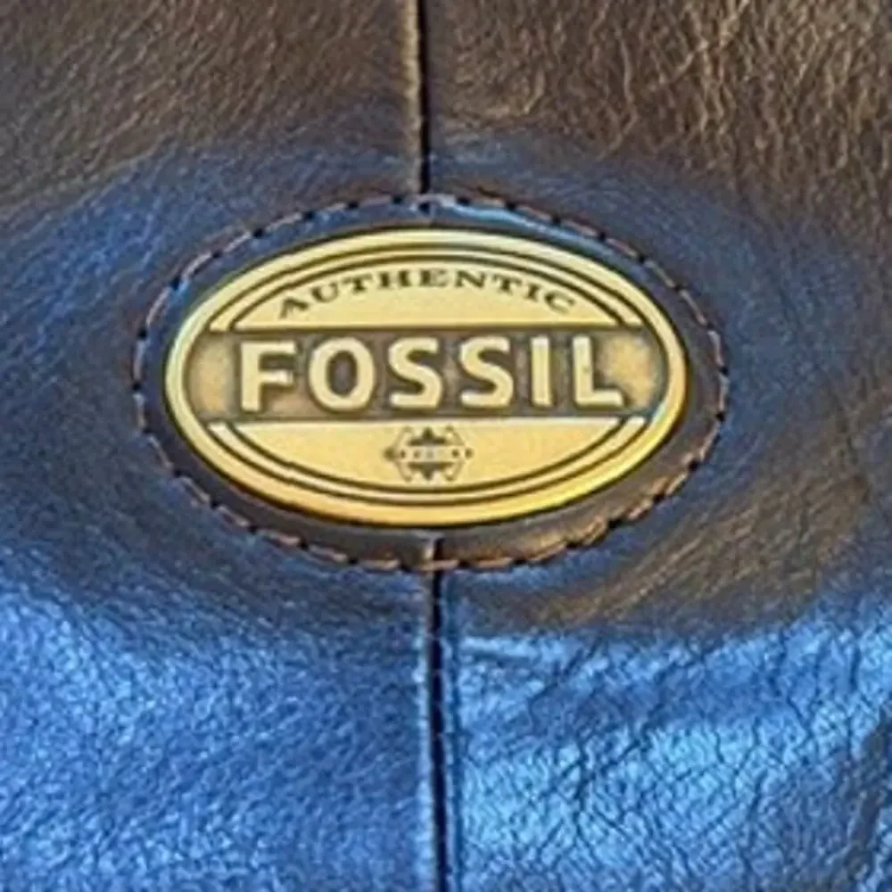 Fossil Leather Crossbody Tote Blue Brown Colorblock Convertible Bag 14